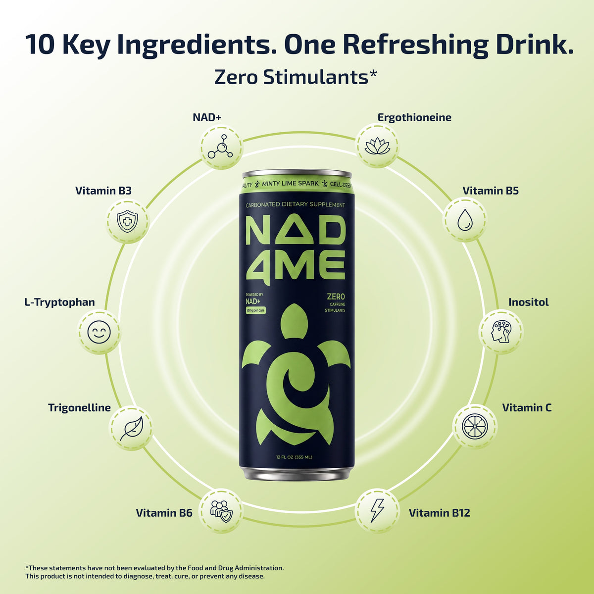 NAD4Me Minty Lime Spark NAD+ and vitamins